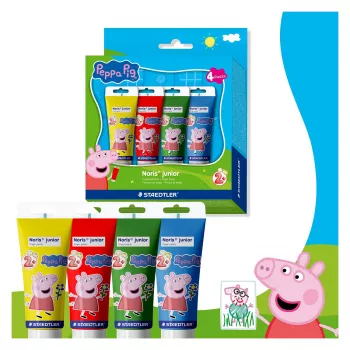 STAEDTLER Noris junior Peppa Pig Fingerfarben, 4 x 150 ml, ab 2 Jahren 8814 L1