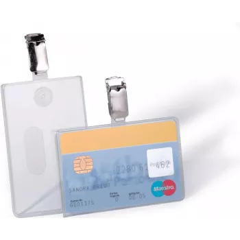 DURABLE ID-Kartenhalter mit Clip für 1 Karte, Transparent, 25 Stück (811319)