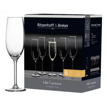 Ritzenhoff & Breker VIO Sektglas 0,21 L, bauchige Form, spülmaschinenfest, Höhe 220 mm (812152)