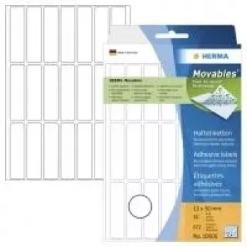 HERMA Movables 10606 Selbstklebende Papieretiketten, Mattweiß, 13 x 50 mm, 672 Etiketten (32 Blatt x 21), Rückstandsfrei ablösbar