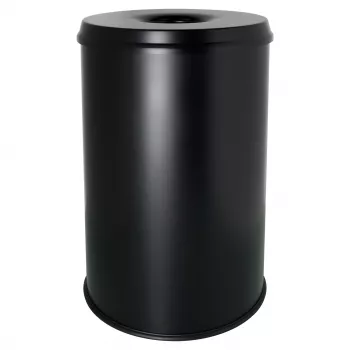 HELIT H2515695 Stahl-Abfalleimer mit Flammenlöschkopf, 30 L, Schwarz, Rund, Ø335 x 470 mm