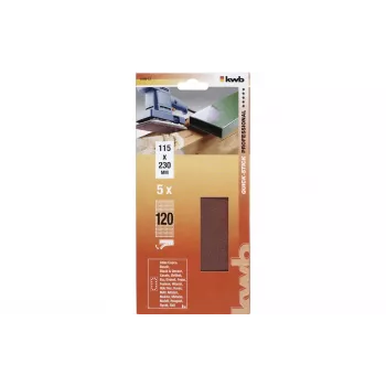 kwb 818912 Schleifpapierbogen Körnung 120, 230 mm x 115 mm, 5 Stück