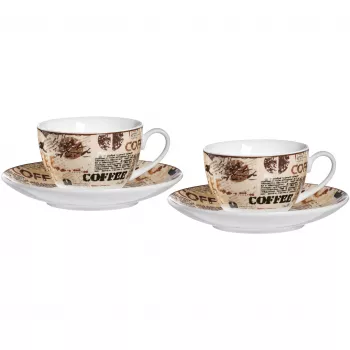 Ritzenhoff & Breker CREMA Cappuccino-Set, 4-teilig, Porzellan, Motivdruck, spülmaschinenfest 422108