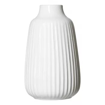 Ritzenhoff & Breker SANREMO Weiße Steingut-Blumenvase 2er-Set, 240 mm, Dekorative Rillenstruktur 746655