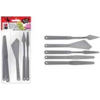 Marabu Malmesserset, Kunststoff, 5 Teile, für pastose Farben, Strukturpasten, Acrylfarben, Ölfarben, Gele 0173000000031