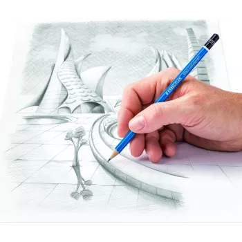 STAEDTLER Mars Lumograph 100 G24 Zeichenstift-Set, 24 verschiedene Härtegrade in Metalldose, blau sechseckig