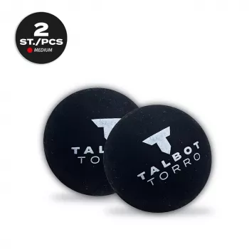 TALBOT torro Squashball, Schwarz/Rot, Medium, 2er-Pack Blister mit rotem Punkt 251105