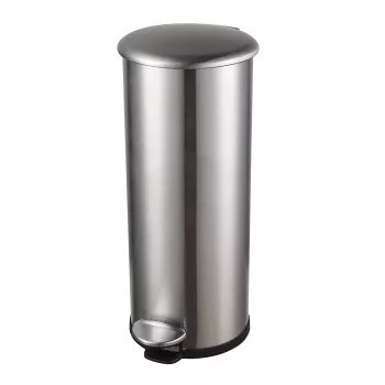 HELIT Tret-Abfalleimer Zink, 20 L, Silber Edelstahl, Rund, Soft-Close, Fußpedal H2406600