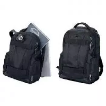 LIGHTPAK Fanactic 20L Polyester-Laptop-Rucksack mit seitlichem gepolstertem Reißverschlussfach, gepolstertem Rücken und gepolsterten Trägern, mehrere Taschen, Schwarz 24603