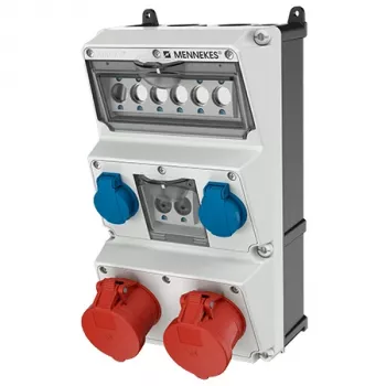 MENNEKES AMAXX Wandmontierte Steckdosenkombination 930014, 32A 400V, 2x CEE + 2x Schuko, IP44