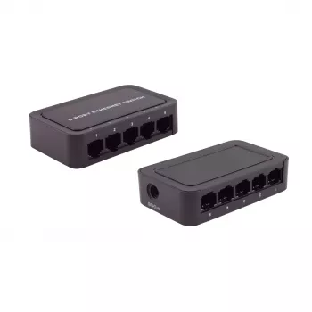 SHIVERPEAKS BS08-01110 5-Port Fast Ethernet Unmanaged Desktop Switch, 10/100 Mbps, Schwarz