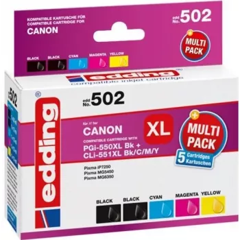 Edding EDD-502 E Kompatible Tintenpatronen Multi-Pack für Canon PGI-550PGBK XL, CLI-551 C/M/Y XL (Schwarz, Cyan, Magenta, Gelb)