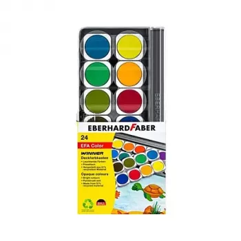Faber-Castell Eberhard Faber Winner Deckfarbkasten, 24 leuchtende Farben, transparenter abnehmbarer Deckel dient als Mischpalette 578324