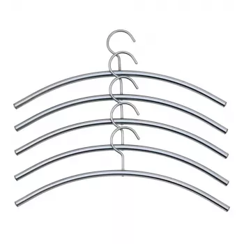 KERKMANN Kleiderbügel aus Stahl, Aluminium Silber, 10 mm Dick, 460 mm Lang, Gebogen, 5 Stück (6219)