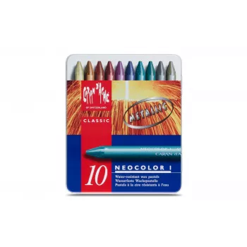 Caran d'Ache Neocolor I Metallic Wachsmalstifte, 10er-Set, rund mit Papierhülle 7004.310