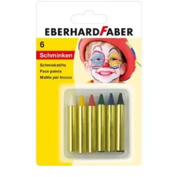 FABER-CASTELL EBERHARD FABER Schminkstifte, kurz, 6 Farben, hohe Intensität, dermatologisch getestet, 1 Set (579106)