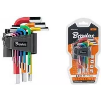 Bradas 9-teiliges Inbusschlüssel-Set, S2-Stahl, mehrfarbig, metrisch 1,5-10mm, L-Form, farbcodiert, DIY-HKH42-SH/B