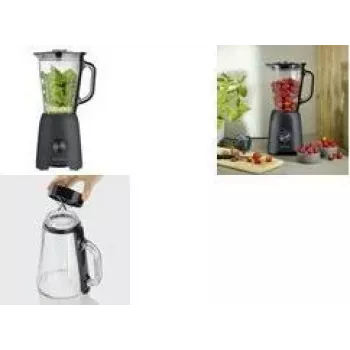 SEVERIN Standmixer SM 3722, 600 W, Mattschwarz, Abnehmbarer 1,5 L BPA-freier Glasbehälter, Deckel mit Messbecher, Edelstahlklingen, 2 Geschwindigkeiten, Pulsfunktion, Eiscrushen