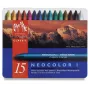 Caran d'Ache Neocolor I Wachsmalstifte, 15 verschiedene Farben, rund, Papierhülle, Metalldose 7000.315