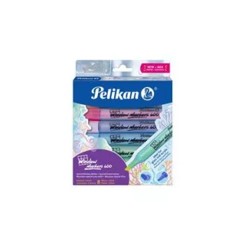 Pelikan Fenstermarker 600, 8-teiliges Set, sortierte Farben, wasserbasiert, feucht abwischbar für Glas, Spiegel, Fenster - 1 Set (400205347)