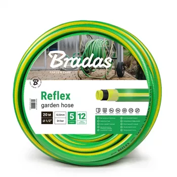 Bradas REFLEX Gartenschlauch, 1/2 Zoll, 50 m, 5-lagig mit Polyester-TRICOT-Verstärkung, Grün/Gelb WFR1/250