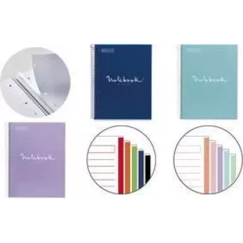 MIQUELRIUS College Block Notizbuch EMOTIONS, DIN A4, Marine, kariert, 120 Blatt, 90 g/m², spiralgebunden, perforiert, 4-fach gelocht MR46063