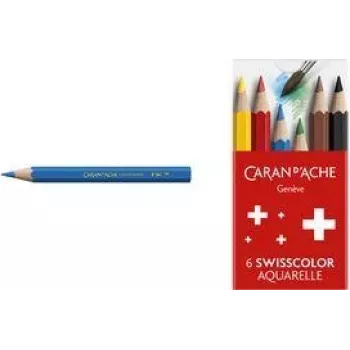 Caran d'Ache Swisscolor Aquarelle wasserlösliche Buntstifte, 6er-Set, Zedernholz, hexagonal 1286.806