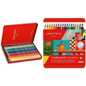 Caran d'Ache Supracolor Soft Special Edition Aquarellstifte, 18er-Set, verschiedene Farben, Metalldose 3888.418