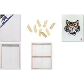 KANGARO K-820021 3D-Keilrahmen-Leinwand, 500 x 600 mm, 37 mm tiefe Kante, 100 % Baumwolle 380 g/m², 3-fach Gesso-grundiert, Weiß, 1 Stück