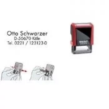 Trodat Printy 4910 4.0 Automatischer Selbstfärber Textstempel, 3 Zeilen, Schwarz 53536