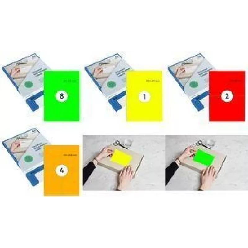 RILLPRINT Fluoreszierende Etiketten 70 x 37 mm Gelb Selbstklebend für Tintenstrahl-, Laser- und Farblaserdrucker 2400 Etiketten (B84112)