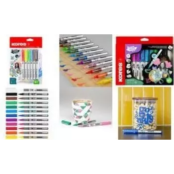 Kores Kreative Acrylmarker-Set, 6 verschiedene Farben, Flüssigtinte, Schüttelaktivierung, kein Pumpen M25061