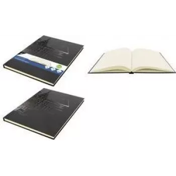 KANGARO Design Skizzenbuch A4, 80 Blatt, 140 g/m², Creme Weiß, Säurefrei, Hardcover, Schwarz K-5566