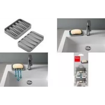 Metaltex Gravity-Soap Seifenschale, Grau, PEVA/EVA, Wendbar, 1 Stück 297019000