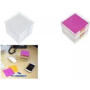 KANGARO K-6301 Transparente Notizbox, vorbefüllt mit 700 Blättern in verschiedenen Farben, Kunststoff mit Griffmulde