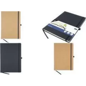 KANGARO K-552161 A4 liniertes Kraft Notizbuch, 96 Blatt, PU Hardcover, Chamois Papier