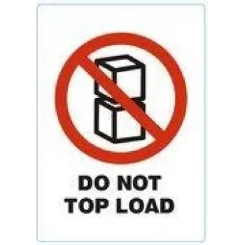 RILLPRINT DO NOT TOP LOAD Permanentklebe-Warnetiketten, weiß mit rot/schwarzem Text, 74 x 105 mm, 500 Etiketten pro Rolle 76950