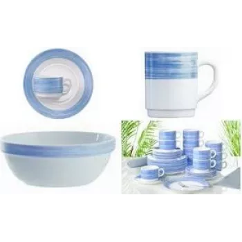 Esmeyer Arcoroc BRUSH Servierschüssel-Set, 170 mm, Blau/Weiß, Hartglas, spülmaschinenfest, 6 Teile (415-065)