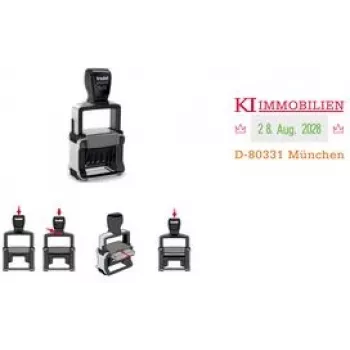 Trodat Professional 4.0 5430 Selbstfärbender Datumsstempel mit Gutschein für individuelle Textplatte, 3 Zeilen, 49x28 mm, Schwarz 121362