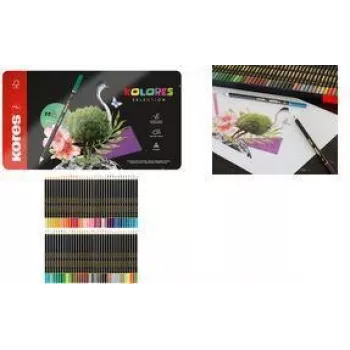 Kores KOLORES SELECTION Dreieckige Buntstifte, 72-teiliges Set im Lindenholz-Etui BB93372