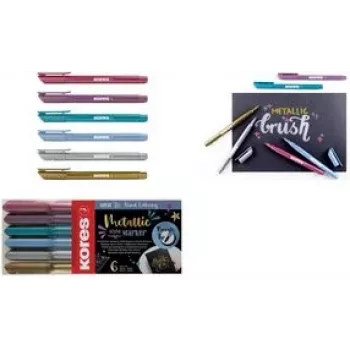 Kores Fasermaler Brush Tip Marker Metallic Style Brushpen in Metallic-Farben, Pinselspitze, Ideal für Kunst und Basteln - 1 Stück (M21461)