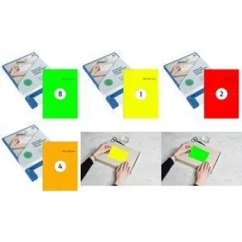 RILLPRINT B84223 Fluoreszierend Rote A5 Selbstklebende Etiketten, 210 x 148 mm, 1 Blatt, für Tintenstrahl-/Laser-/Farblaserdrucker