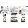 PentelArts Permanent Fineliner Pointliner 8-teiliges Set, Schwarz, 0,03 mm bis 0,8 mm + Pinsel YS20P-8