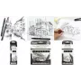 PentelArts Permanent Fineliner Pointliner 8-teiliges Set, Schwarz, 0,03 mm bis 0,8 mm + Pinsel YS20P-8