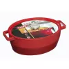 Pyrex Gusseisen-Bräter oval 5,8L Rot 33x25cm