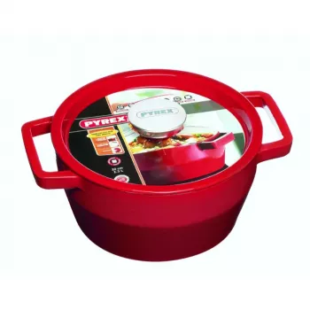 Pyrex Gusseisentopf 3,6L Rund Ø24cm Rot