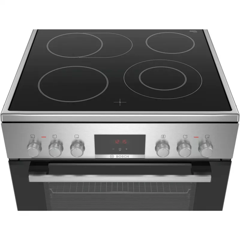Bosch HKR39C250 Serie 4 freistehender Elektroherd mit Cerankochfeld, Edelstahl