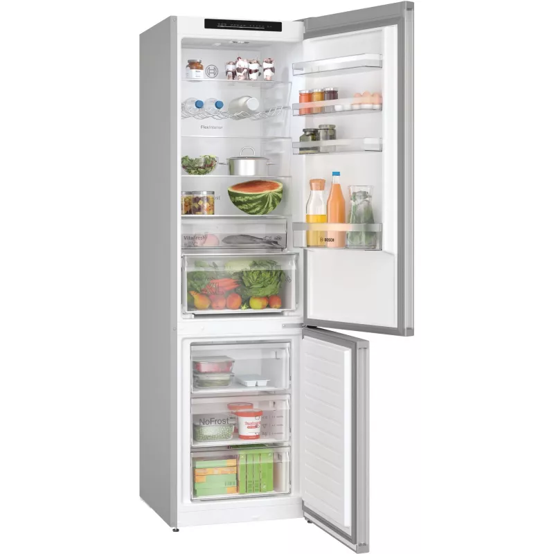 Bosch KGN392LBF Serie 4 freistehende Kühl-Gefrier-Kombination, 203 cm Höhe, Energieeffizienzklasse B, Silber Inox-Look