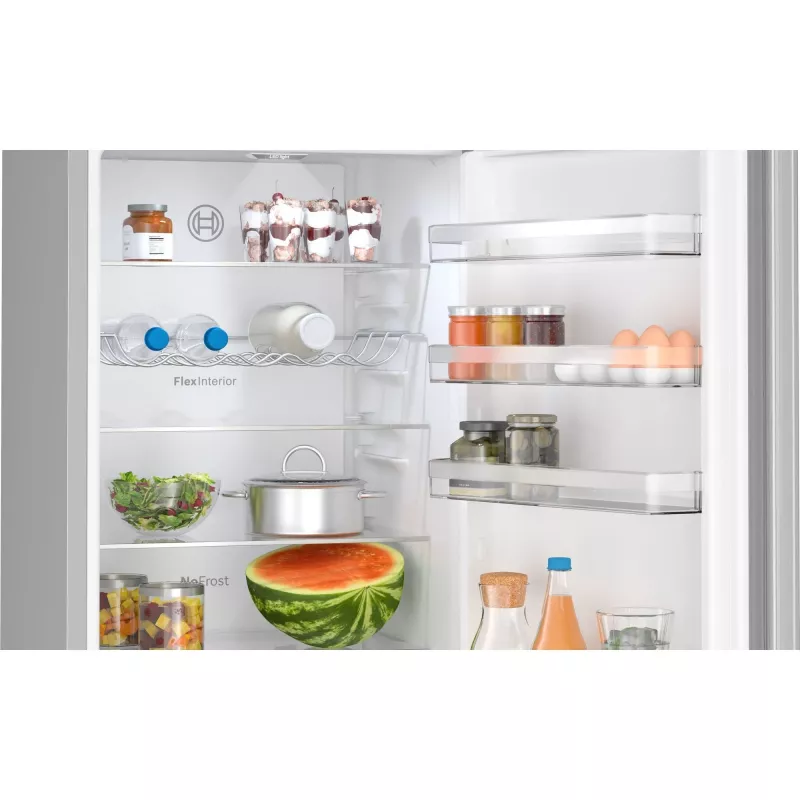 Bosch KGN392LBF Serie 4 freistehende Kühl-Gefrier-Kombination, 203 cm Höhe, Energieeffizienzklasse B, Silber Inox-Look