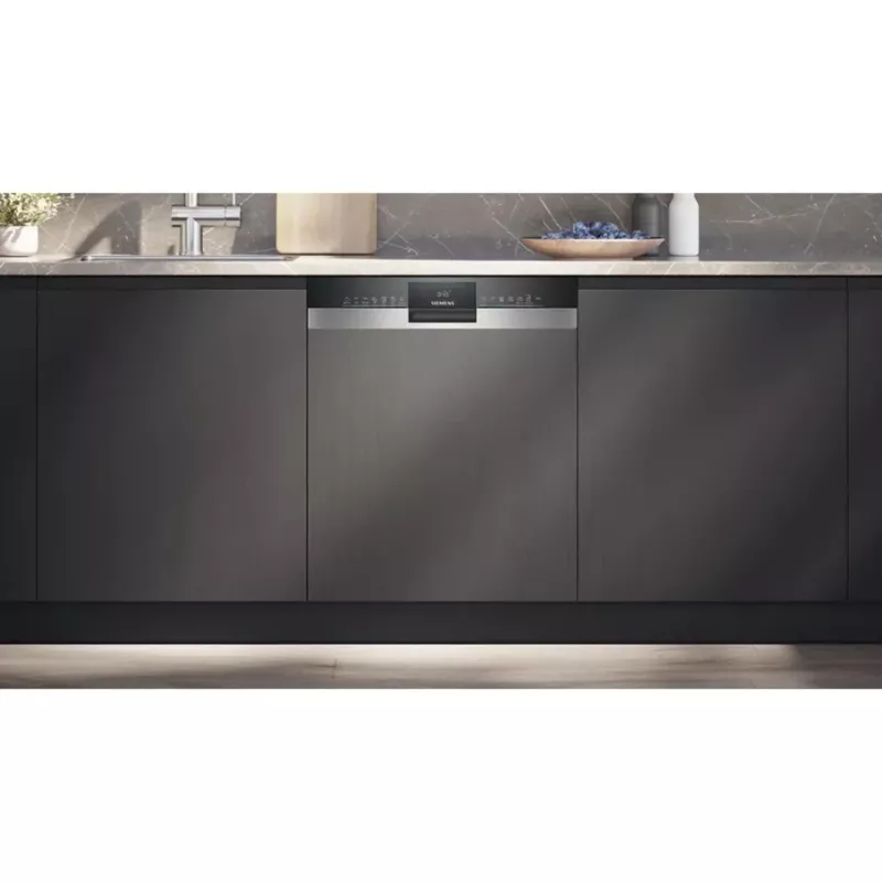 Siemens SX53ES22CE iQ300 teilintegrierter Geschirrspüler, 60 cm, 13 Maßgedecke, Energieeffizienzklasse E, Home Connect, AquaStop, InfoLight, Edelstahl